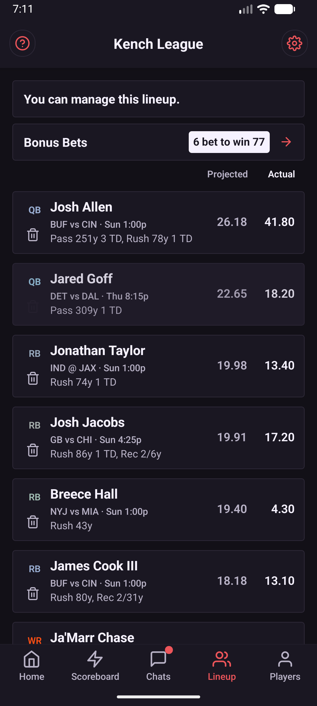 Wovan shared lineup screen
